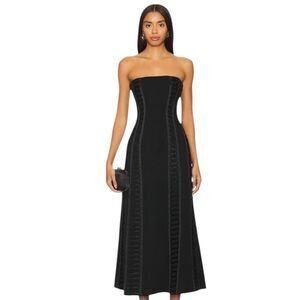 SIMKHAI Dennison Bustier Midi Dress in Black